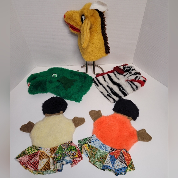 Vintage Rare Handpuppets Lot of 5 includes Girls Zebra Giraffe Dragon - Picture 4 of 8